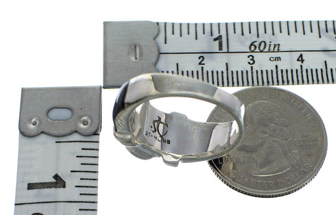 Southwest Genuine Sterling Silver And Jet Ring Size 6 VX59794